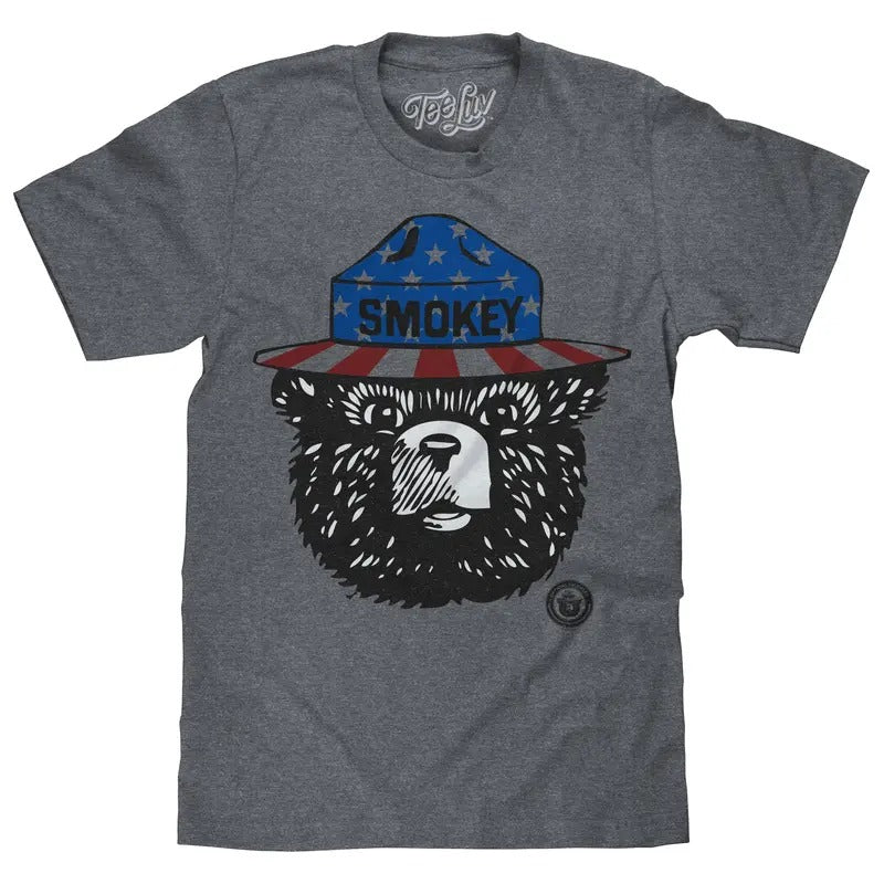 Patriotic Smokey Bear Gray T-Shirts