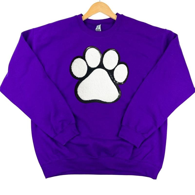 Paw Chenille Sequin Patch PURPLE T-Shirts
