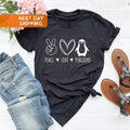 Peace Love Shirt Peace Lover Shirt Peace Love Shirt Penguins Fan Shirt Penguin Lover Her T-Shirts