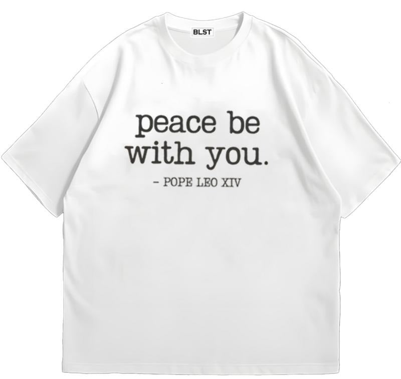 Peace Quote Pope Leo XIV Sustainable Cotton Retro 90s Vintage Cotton T-Shirts
