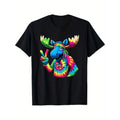Peace Sign Tie Dye Moose 100% Cotton Dad Mom Friends S XXXL Black Made USA T-Shirts