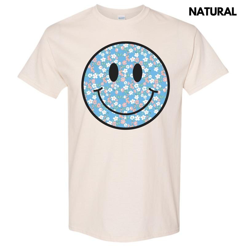 Peachy Blooms Happy Face Gildan Short Sleeve 'NLB' T-Shirts