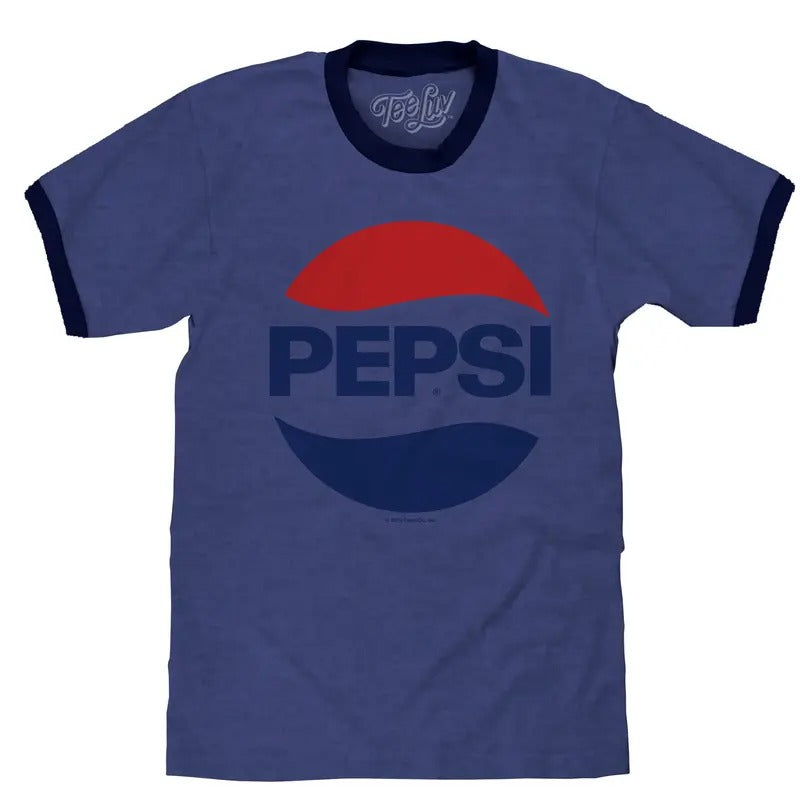 Pepsi Logo Ringer Blue T-Shirts