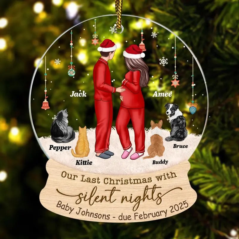 Personalised Pregnancy Announcement Ornament Baby Coming Soon Expecting Family Ornament Custom Couple Ornament Couple Pets Ornament T-Shirts