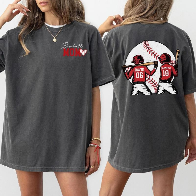 Personalized Baseball Mom Baseball Name Shirt Baseball J0rs.Ey Number Gameday Cheer Mom Shirt Baseball Mom Dad T-Shirts