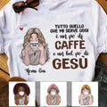 Personalized Coffee Jesus Girl Italian Caffè Gesù AP149 95O58 Cotton Comfortable T-Shirts