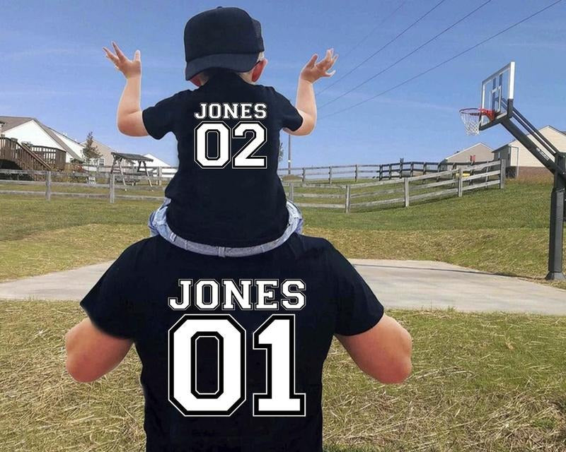 Personalized Dad Last Name Shirt Shirt Family Any Name Any Number Custom Name Custom Number Dad Son Shirts T-Shirts