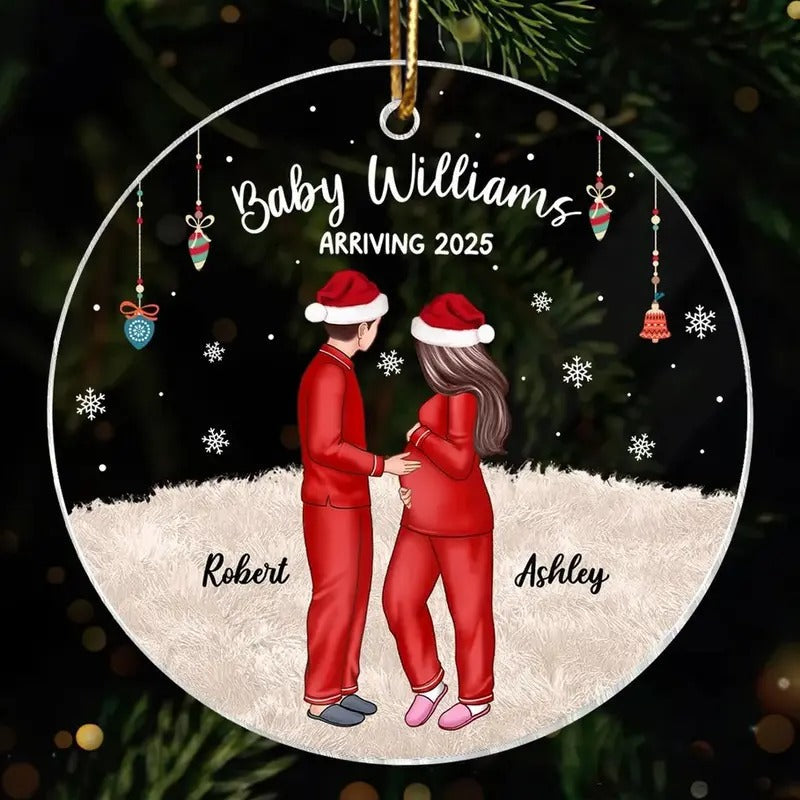 Personalized Expecting Family Acrylic Ornament Personalized Pregnancy Ornament New Mom Custom Couple Pets Ornament T-Shirts