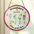 Personalized Grandma'S Garden Stained Glass Suncatcher Grandma Nana Birth Month Flower Stain Glass Mom T-Shirts