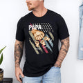 Personalized Papa Grandpa Shirt Grandkids Name Hands Flag Custom Dad Raised Fist Bump Shirt Custo Grandpa 2024 T-Shirts
