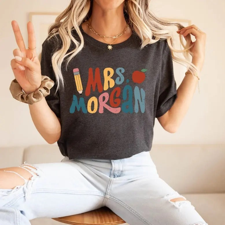 Personalized Teacher Shirt Happy First Day School Shirt Teachers Custom 1st Day School Teacher Name T-Shirts
