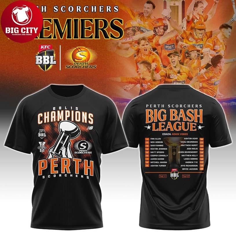 Perth Scorchers Big Bash League Championship Winner 2025 Two Sided Shirt
