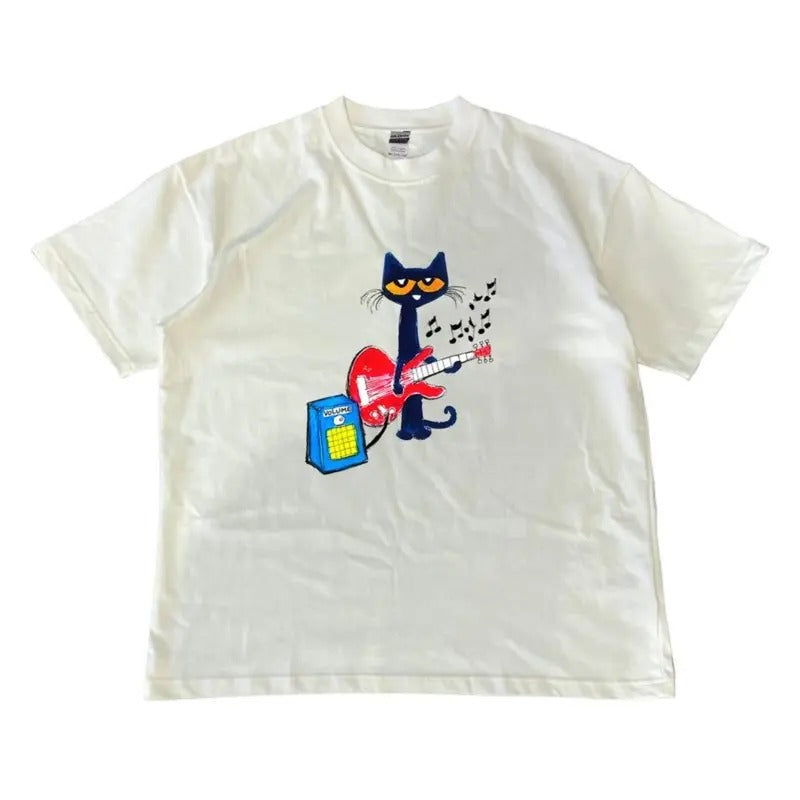 Pete Cat Playing Guitar Shirt Baby Cute Shirt BoyFriends HerFriends Menswear Womenswear Streetwear T-Shirts