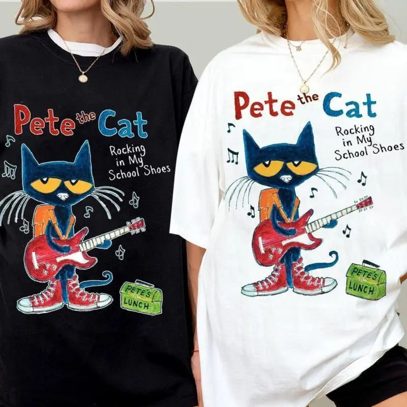 Pete Cat Rocking My School Shoes Shirt Childhood Memories Shirt BoyFriends HerFriends Menswear Womenswear Streetwear T-Shirts