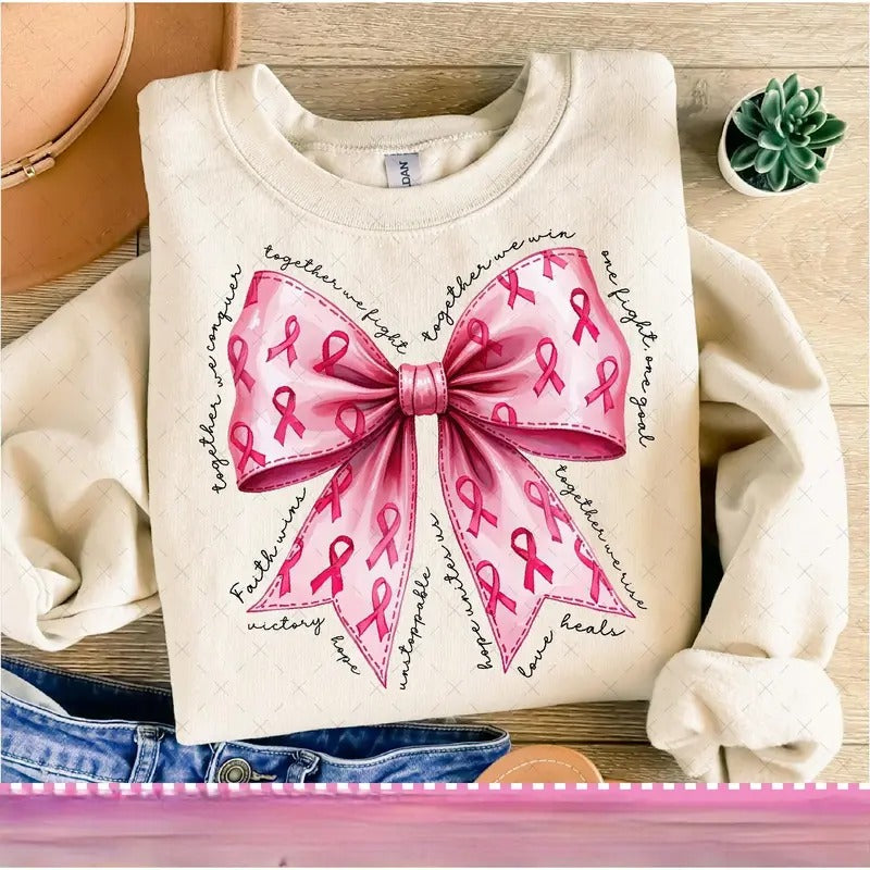 Pink Bow Breast Cancer Shirt October We Pink Breast Cancer Shirt Pink Out Pink Ribbon T-Shirts