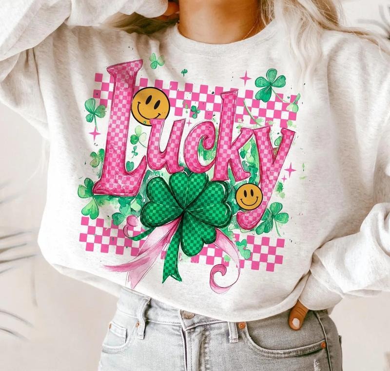 Pink Checkered Lucky DTF Transfers THIS IS NOT SHIRT T-Shirts