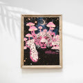 Pink Leopard ( Psychedelic Poster Glowing Pink Mushrooms Trippy Wall Art Retro Art Animal Art ) T-Shirts