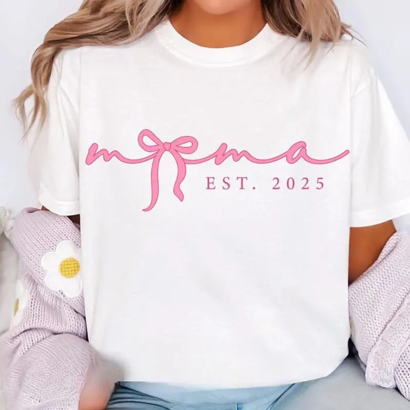 Pink Mama Est 2025 Coquette Mama Shirt Mama Bow Mama Shirt Pink Mama Mama 2025 T-Shirts