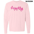 Pink Merry Bow PUFF Long Sleeve Comfort Colors T-Shirts