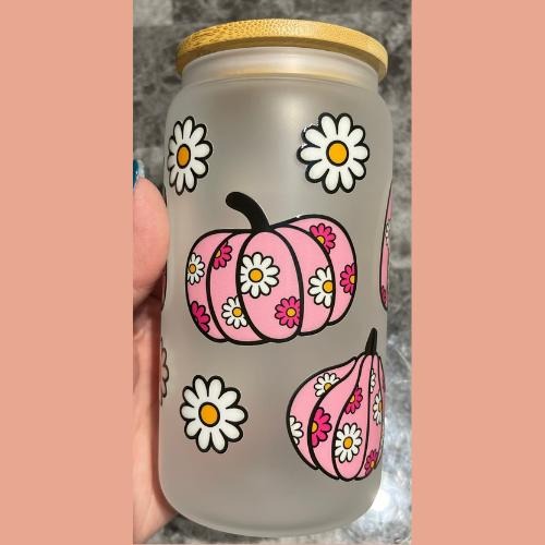 Pink Pumpkins & Daisies Libby Glass T-Shirts
