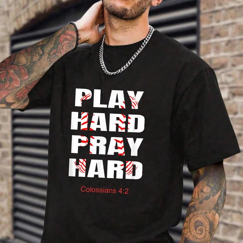 Play Hard Pray Hard Christian Athletic Shirt Casual Crew Neck Short Sleeve Tops Perfect T-Shirts