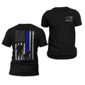 Police K 9 Unit Thin Blue Flag Front & Back Print Vertical Brushed Casual Classic Menswear T-Shirts