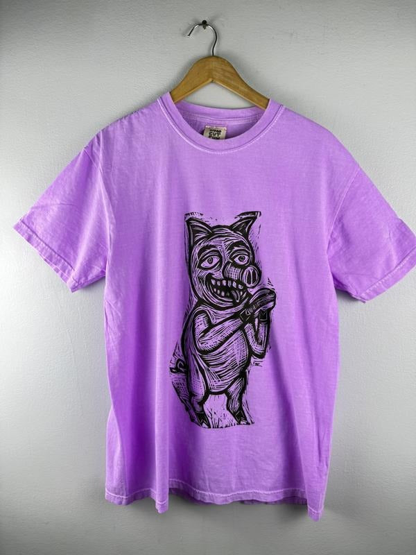 Porkchop T Hoggslop Woodblock Hand Printed Cotton Menswear Casual Graphics T-Shirts