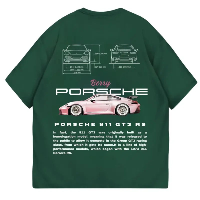 Porsche 911 GT3 RS Pink Bery II Menswear Street Racing Shirt Car Shirt Boyfriend T-Shirts