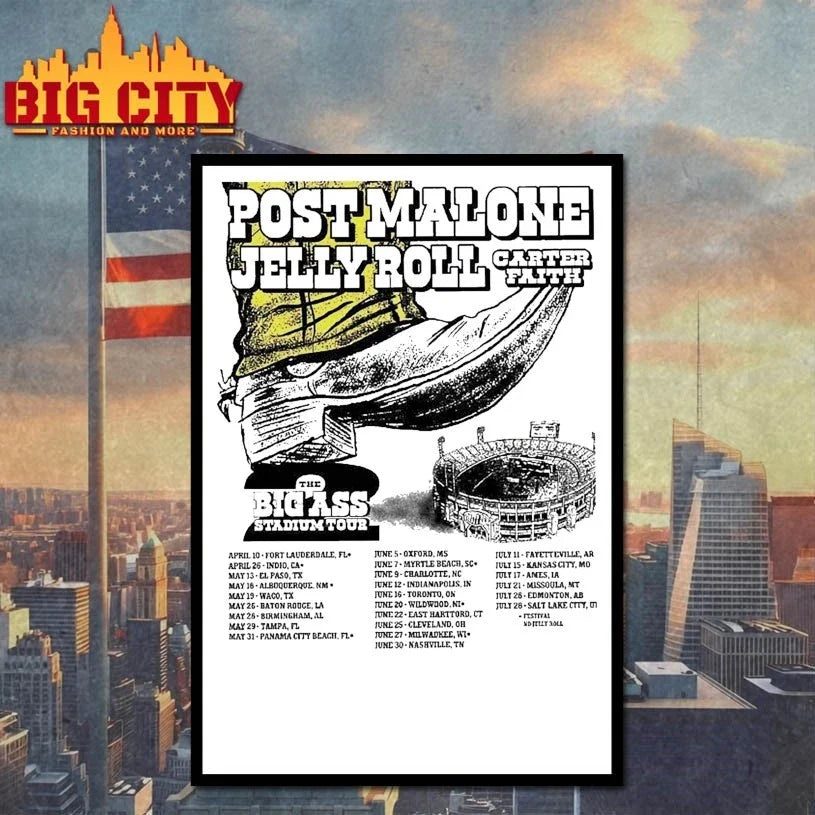 Post And Malone and Jelly And Roll The Big ASS Stadium Tour Part 2 2026 t-shirt