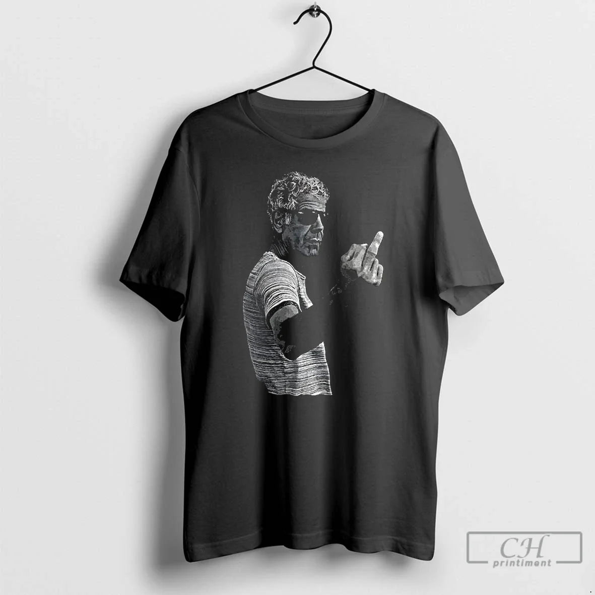 Anthony Bourdain Middle Finger Photo Vintage T-Shirts