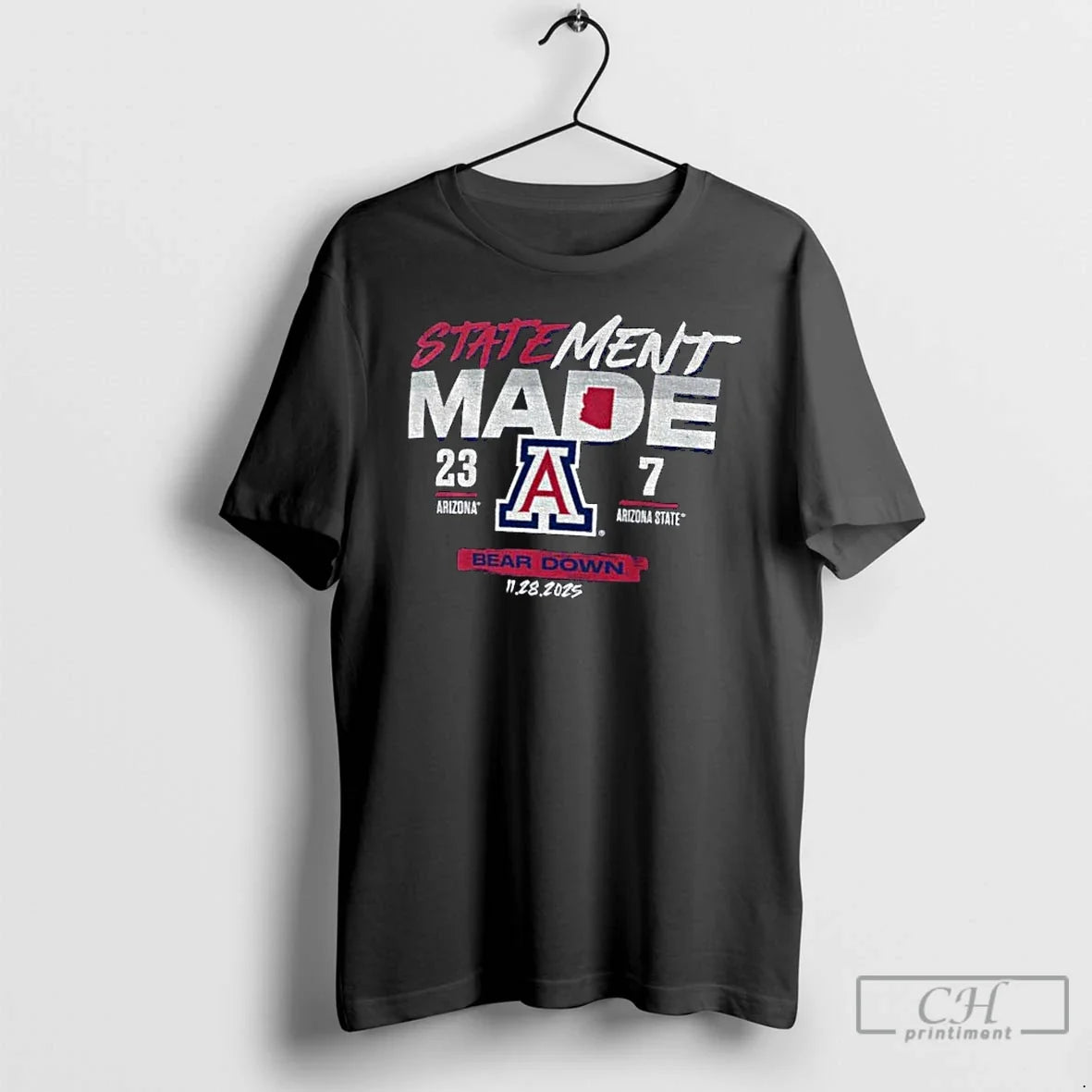 Arizona Wildcats Vs Arizona State 2025 Score 23 7 Statement Made Bear Down T-Shirts