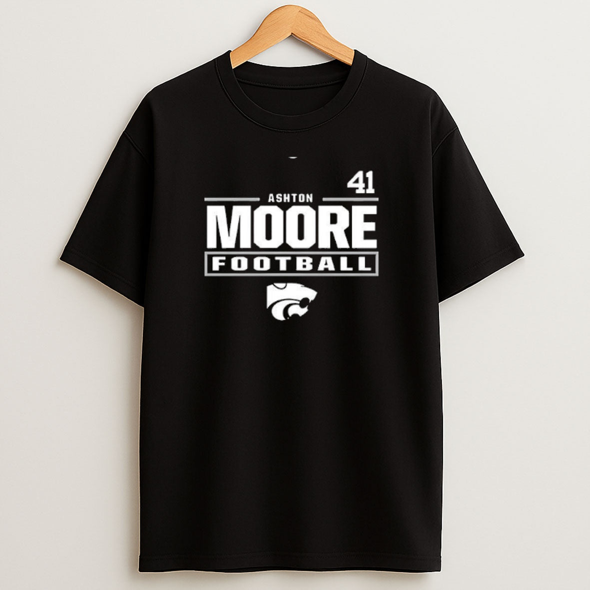 Ashton Moore 41 K State Wildcats Black Football Sweatshirt Tee