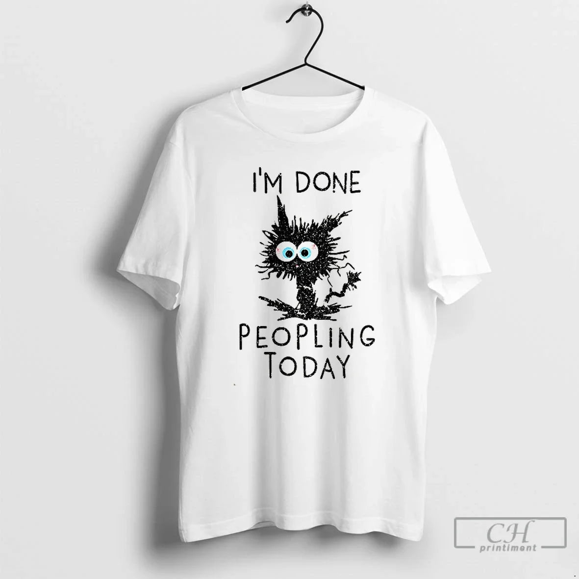 Black Cat Im Done Peopling Today T-Shirts