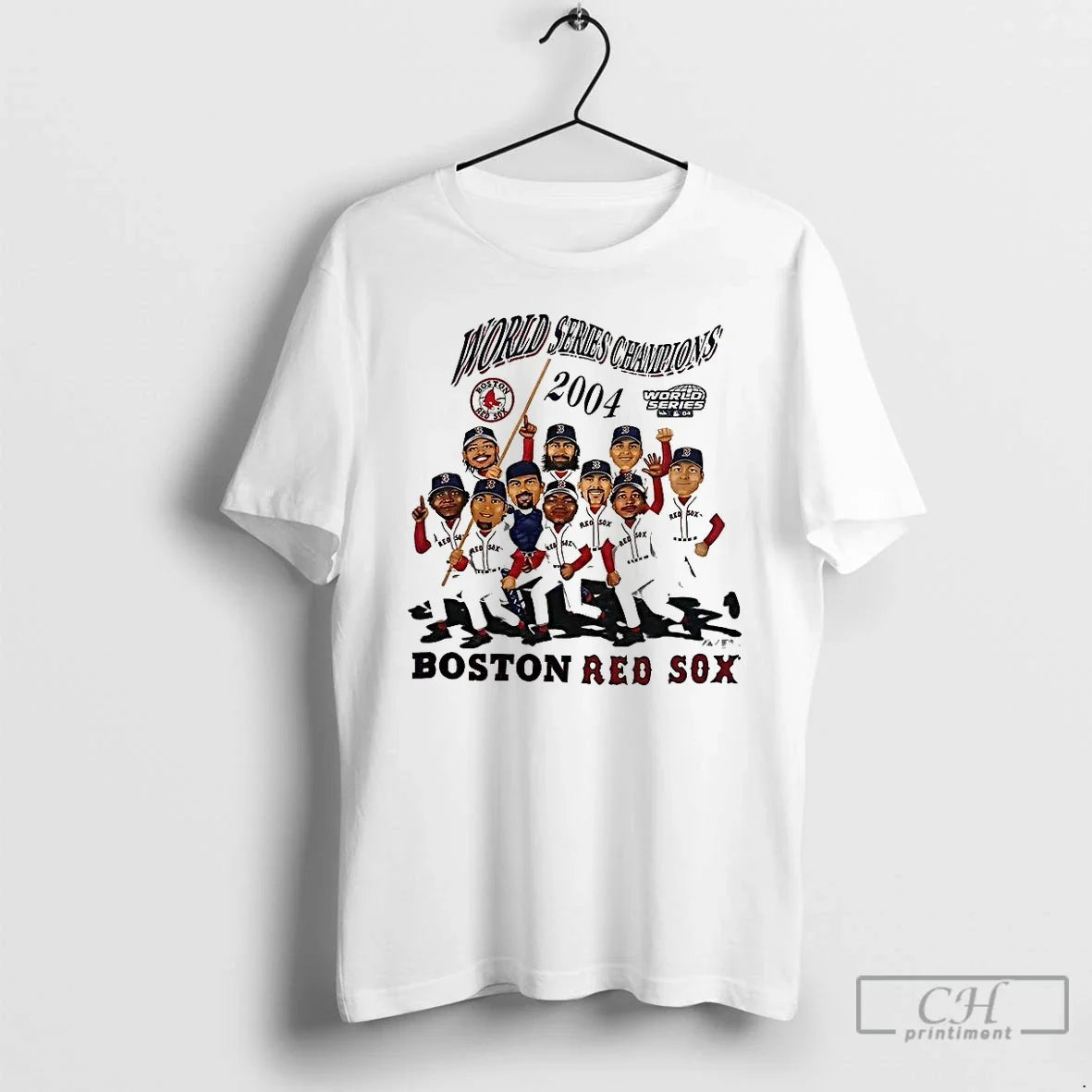 Boston Red Sox Mlb 2004 World Champs Player Caricature T-Shirts