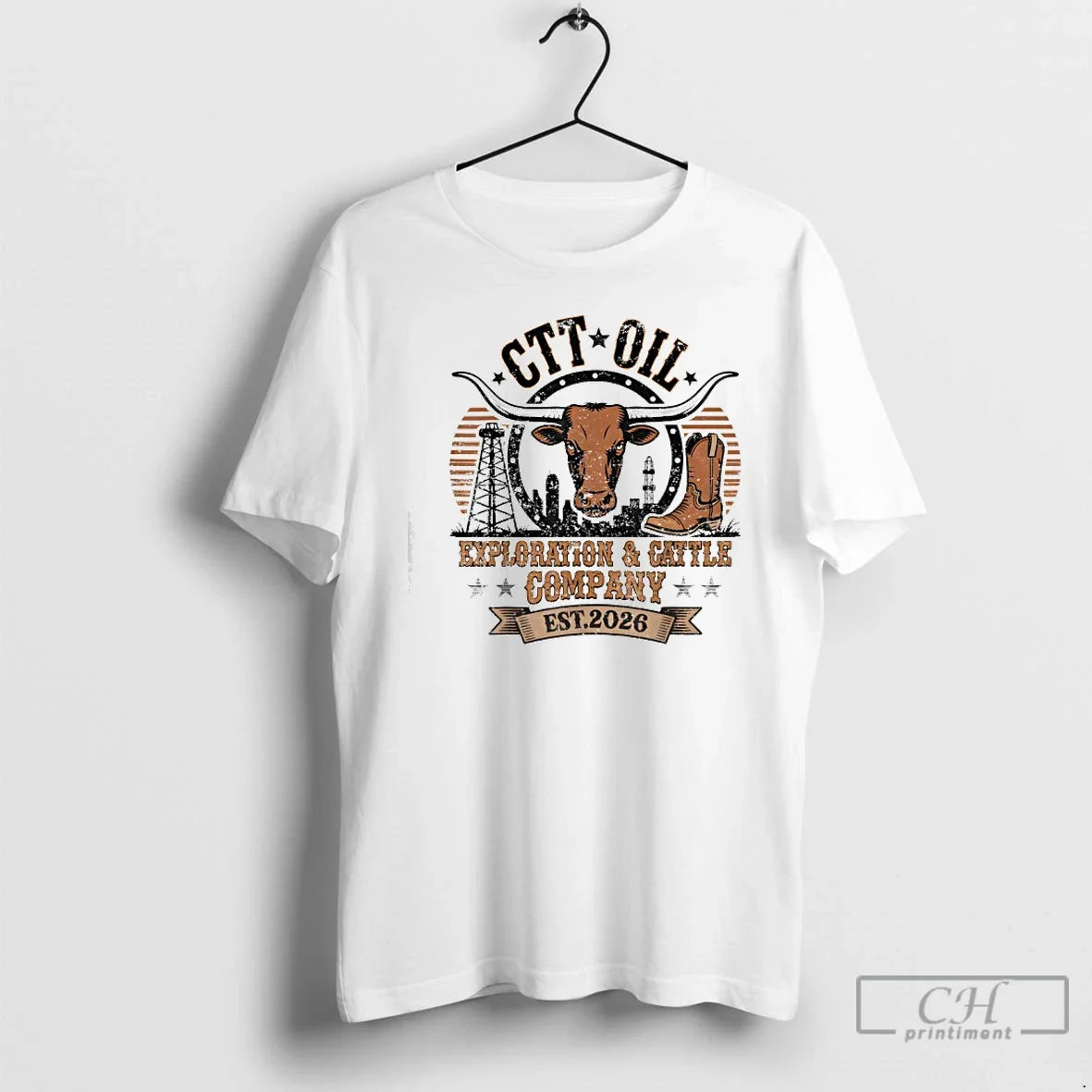 Ctt Oil Exploration Cattle Company Texas Funny Logo T-Shirts