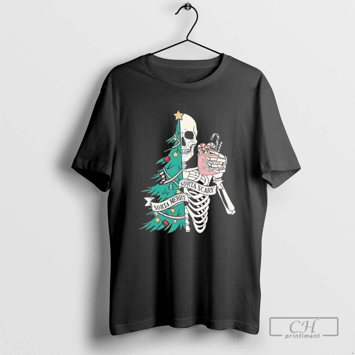 Sorta Merry Sorta Scary Skeleton Xmas Shirt T-Shirts
