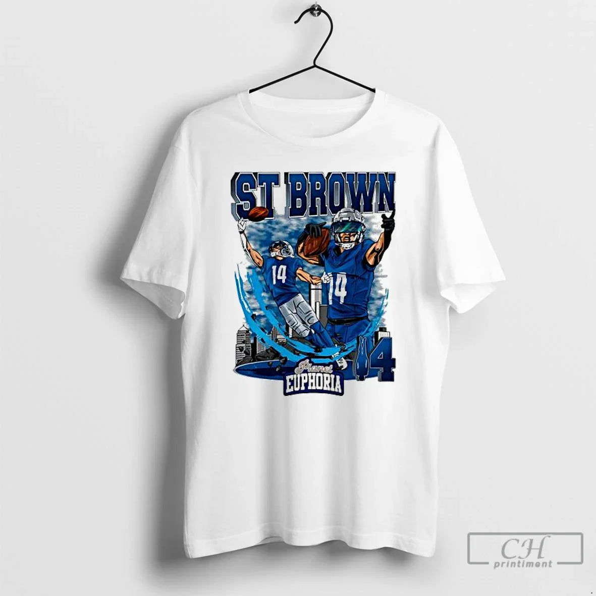 Detroit Lions Amon Ra St Brown 14 Skyline T-Shirts