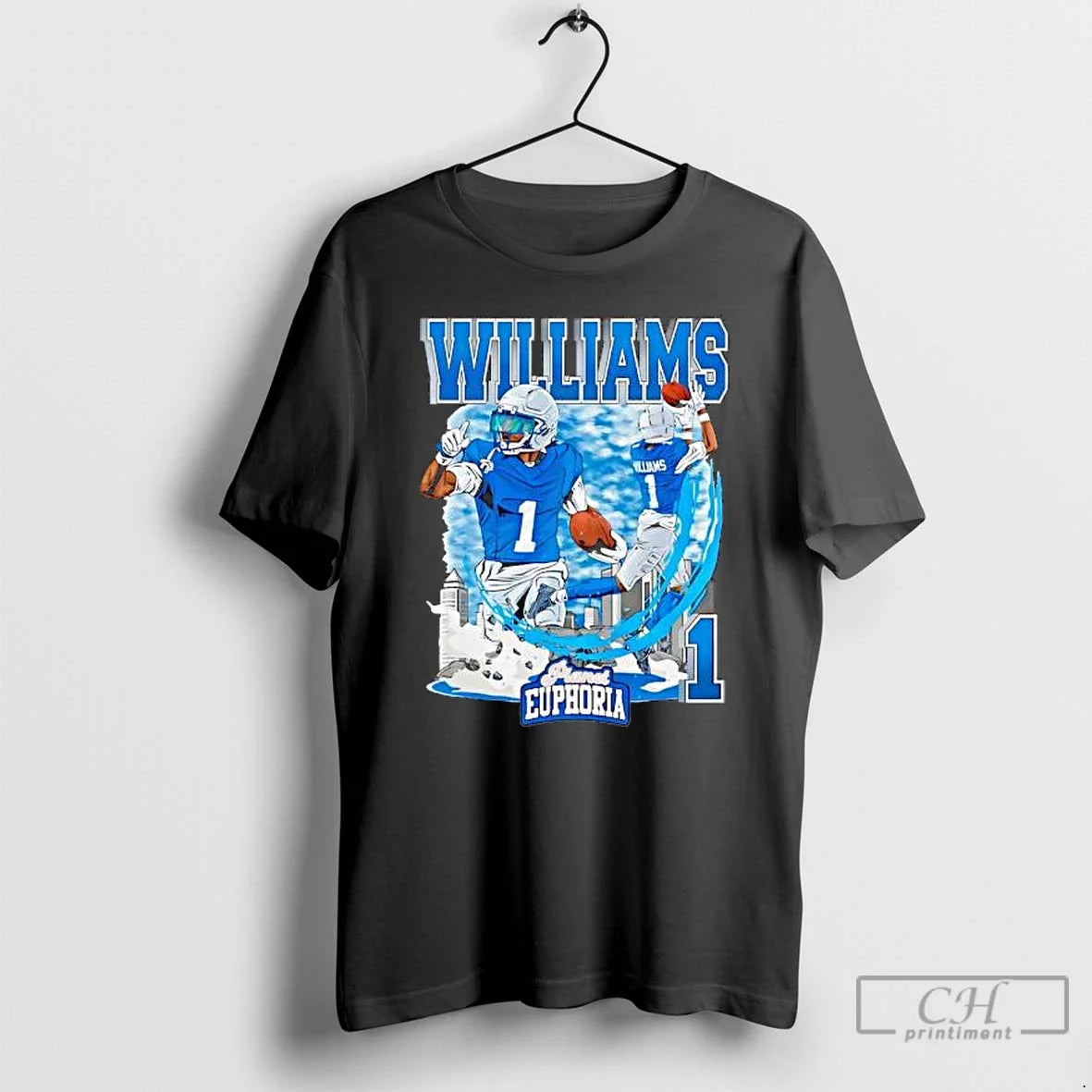 Detroit Lions Jameson Williams 1 Skyline T-Shirts