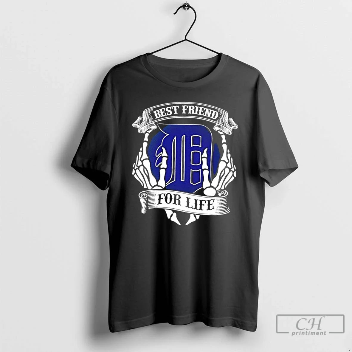 Detroit Tigers Baseball Best Friend Life Hands Bones T-Shirts