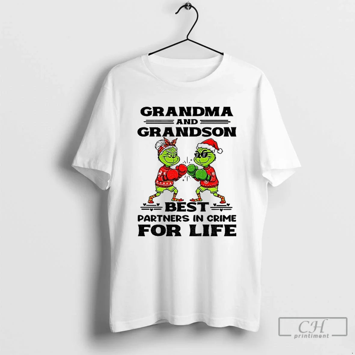Grinch Boxing Grandma Grandson Best Partners Crime Life T-Shirts