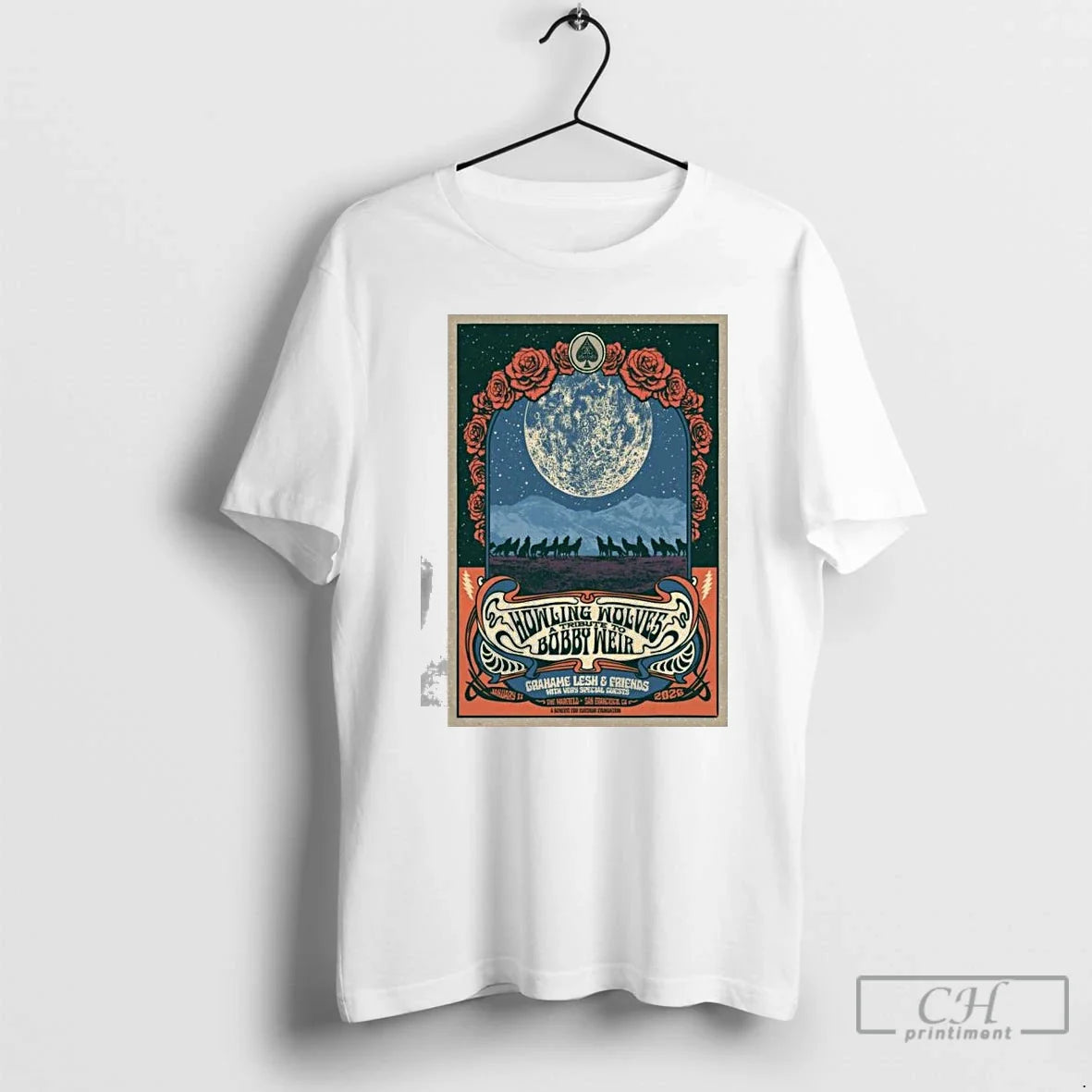 Howling Wolves Bobby Weir San Francisco Ca 1 17 2026 T-Shirts