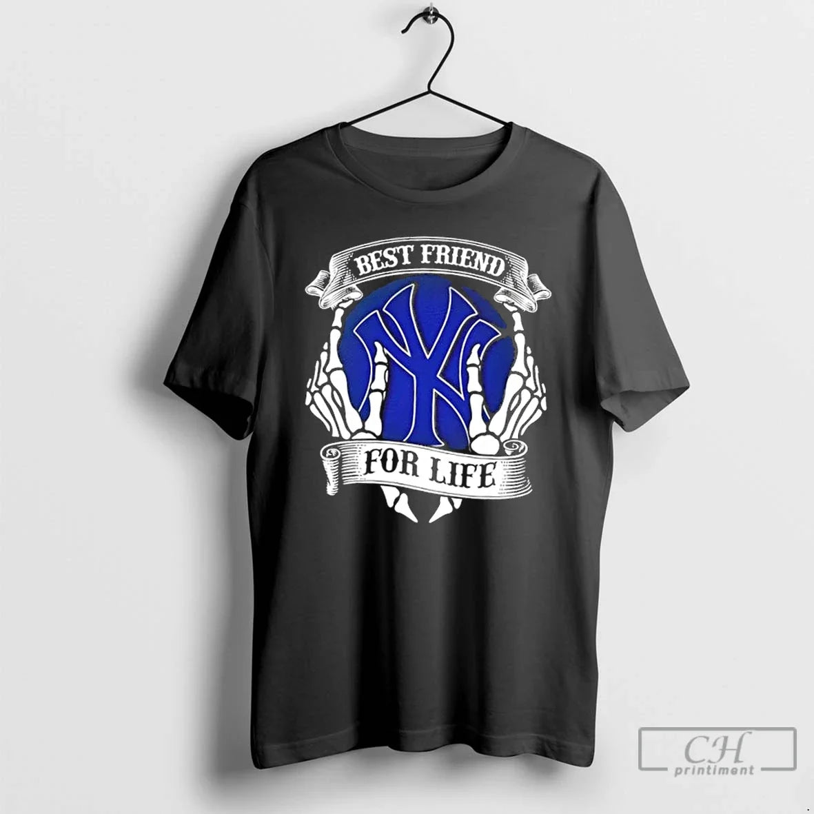 New York Yankees Baseball Best Friend Life Hands Bones T-Shirts