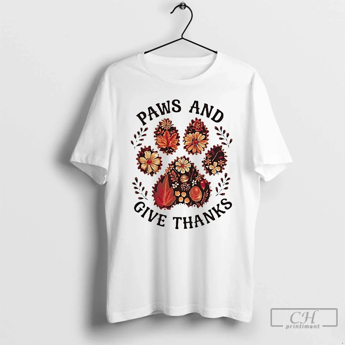 Premium Paws And Give Thanks Thanksgiving T Shirts