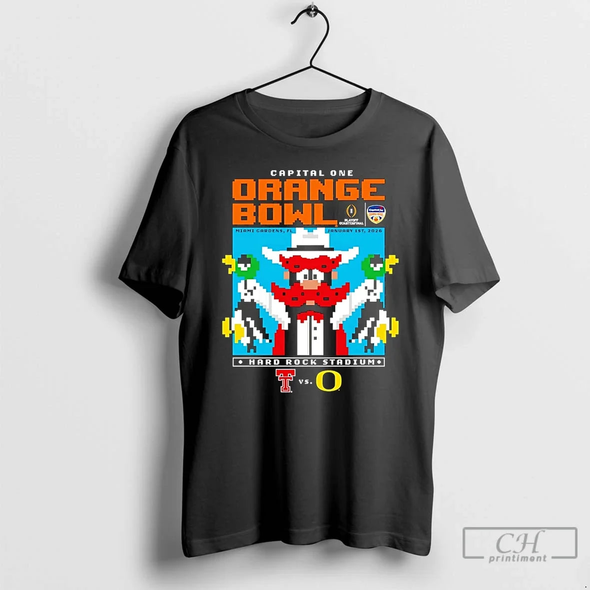 Texas Tech Vs Oregon 2025 26 Orange Bowl Duck Hunt 8 Bit T-Shirts