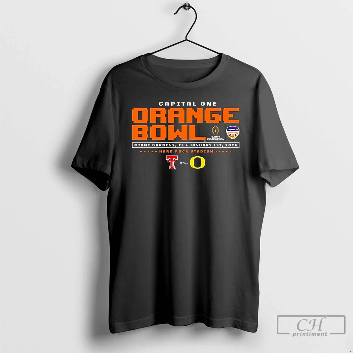 Texas Tech Vs Oregon 2025 26 Orange Bowl Duck Hunt Game T-Shirts