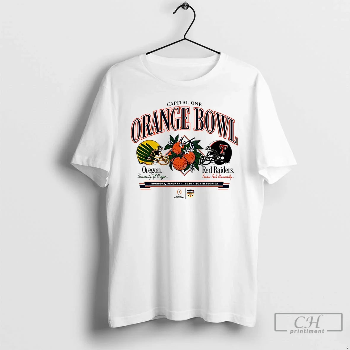 Texas Tech Vs Oregon 2026 Orange Bowl Head Head T-Shirts