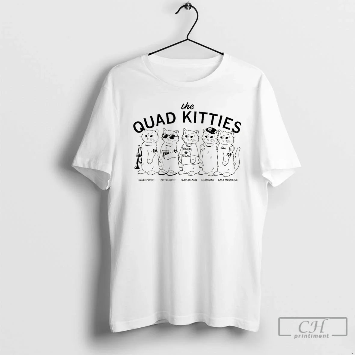 Quad Kitties Davenpurrt Kittendorf Pawk Island Meowline East Meowline T-Shirts