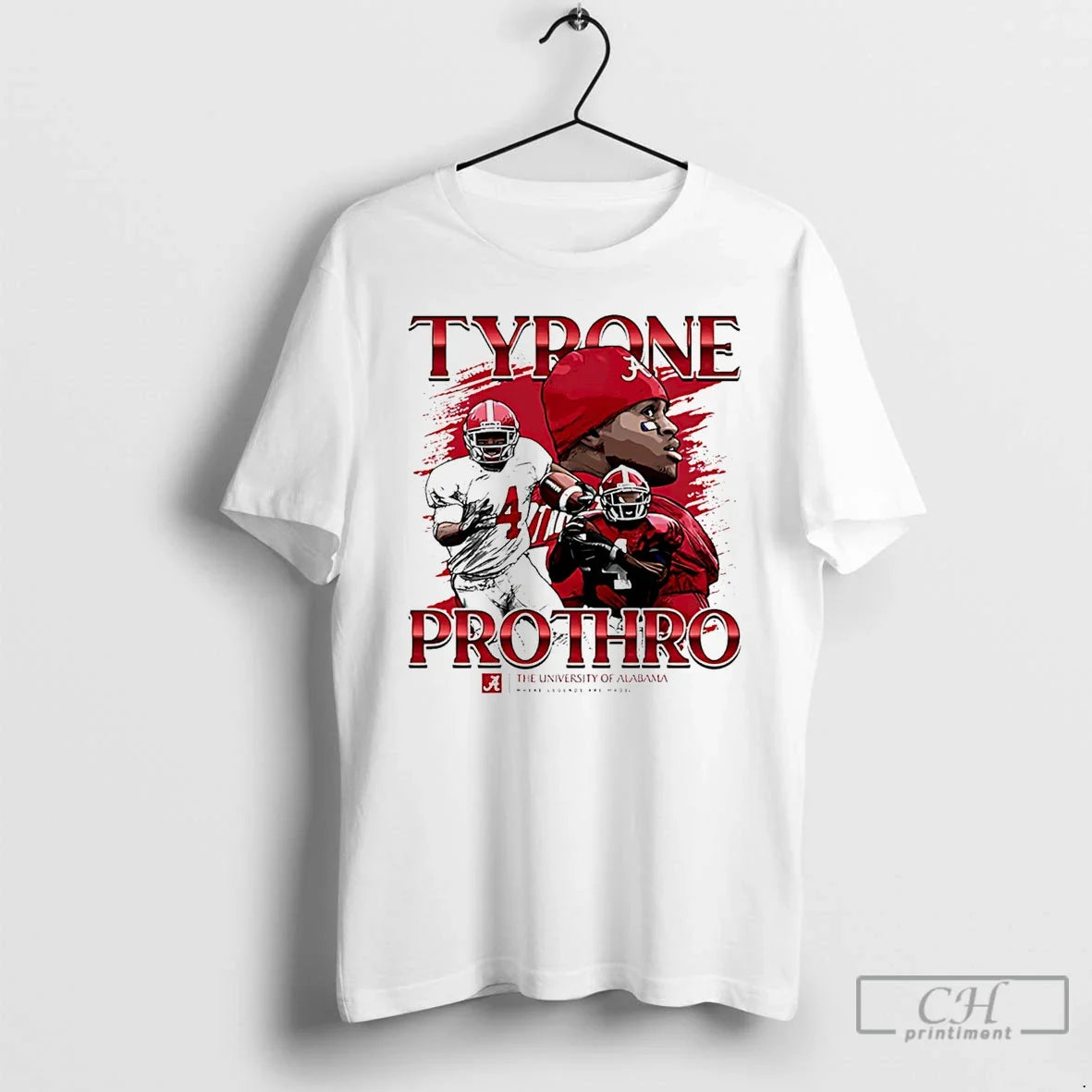 Tyrone Prothro Alabama Football Alumni Ncaa Legends Caricature T-Shirts