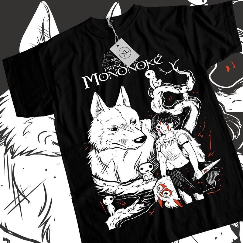 Princess Mononoke S 4XL Hayao Miyazaki Studio Ghibli Black Shirt S 4XL T-Shirts