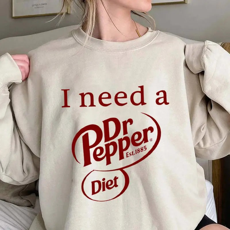 Print I NEED Diet Dr Pepper Funny Soda Lover Minimalistic Shirt Diet Dr Pepper Cotton T-Shirts